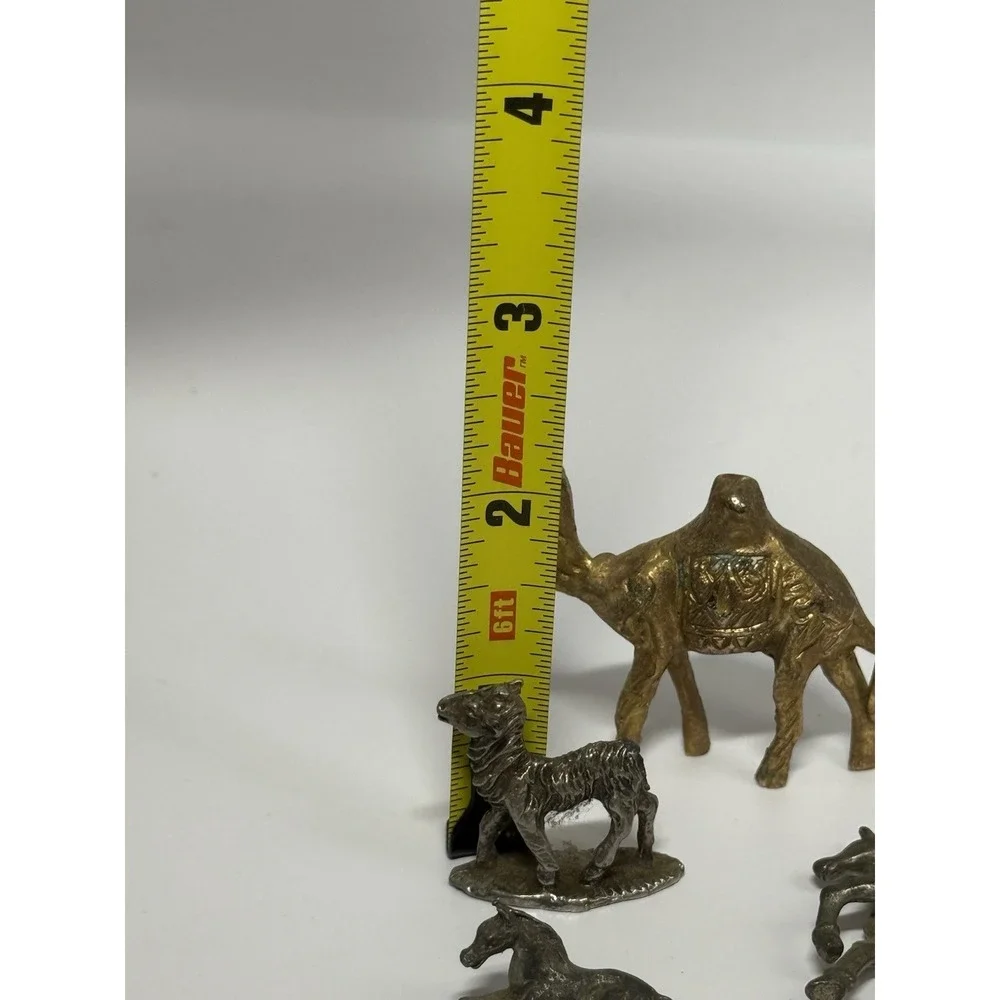 Vintage Brass And Pewter Horse Camel Animal Set Figures Set Of 4